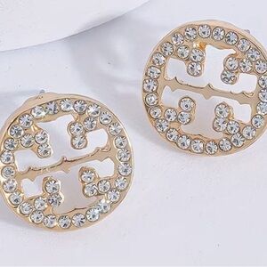 Gold and Crystal Elegant Stud Earrings